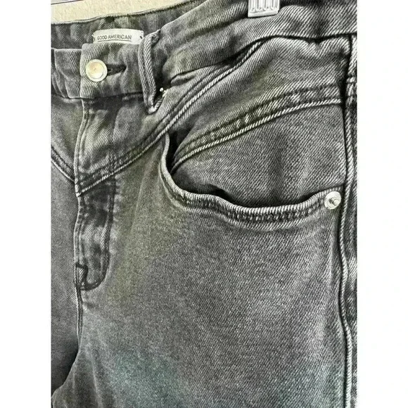 GOOD AMERICAN Good Curve Straight Jeans Black High Waist Size 10/32 - Picture 5 of 5